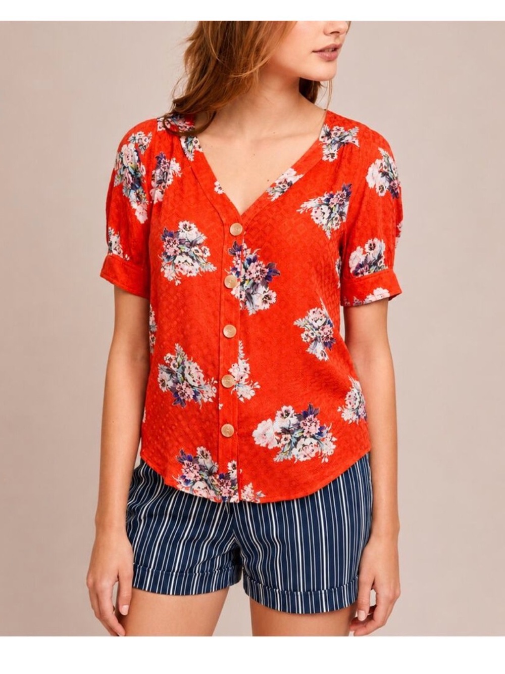 Anthropologie Maeve Floral Hansley button down Blouse/Top Women Sz 4 Casual